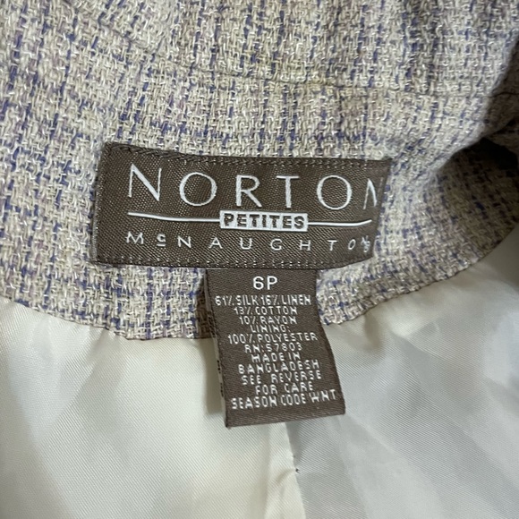 Gray Plaid Striped, Women Petite Blazer - Picture 3 of 3